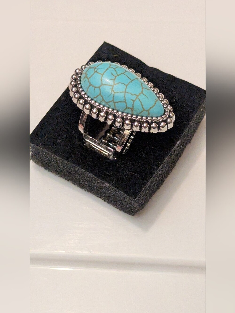paparazzi Turquoise Teardrop Silver-Tone Statement Ring